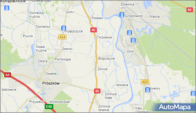 mapa Boguszyce gmina Prószków, Boguszyce gmina Prószków na mapie Targeo