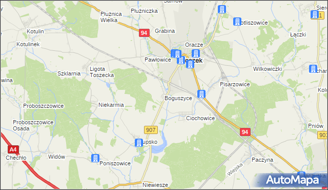 mapa Boguszyce gmina Toszek, Boguszyce gmina Toszek na mapie Targeo