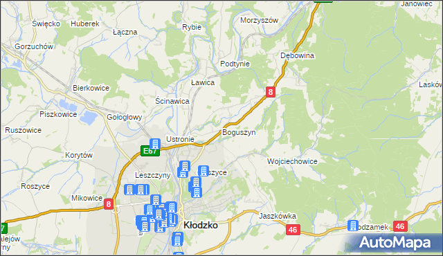 mapa Boguszyn gmina Kłodzko, Boguszyn gmina Kłodzko na mapie Targeo