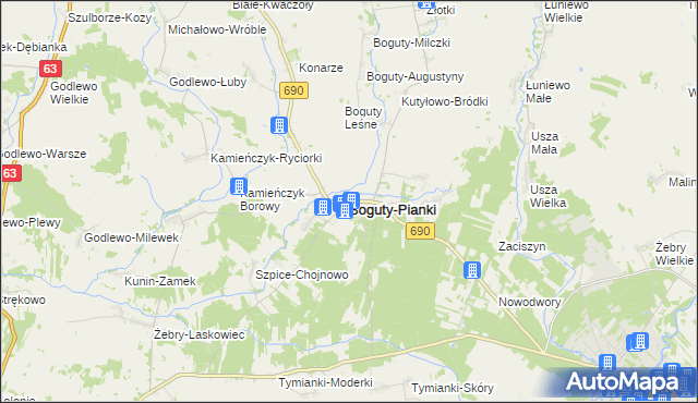 mapa Boguty-Pianki, Boguty-Pianki na mapie Targeo