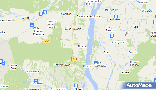mapa Boiska, Boiska na mapie Targeo