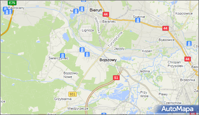 mapa Bojszowy, Bojszowy na mapie Targeo