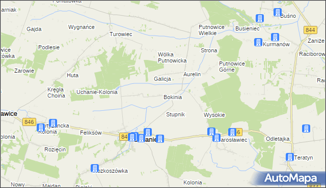 mapa Bokinia, Bokinia na mapie Targeo