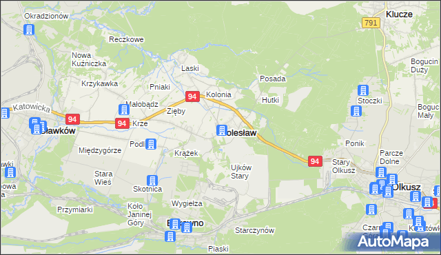 mapa Bolesław powiat olkuski, Bolesław powiat olkuski na mapie Targeo