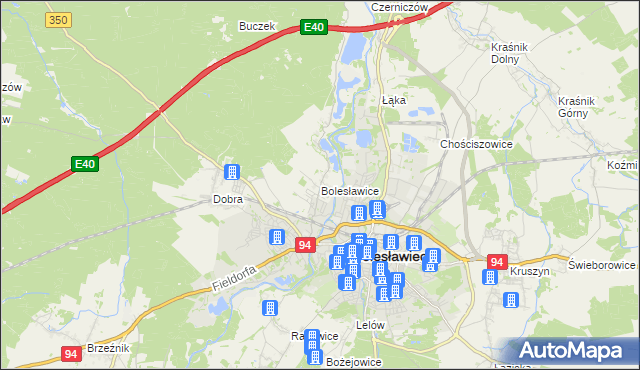 mapa Bolesławice gmina Bolesławiec, Bolesławice gmina Bolesławiec na mapie Targeo