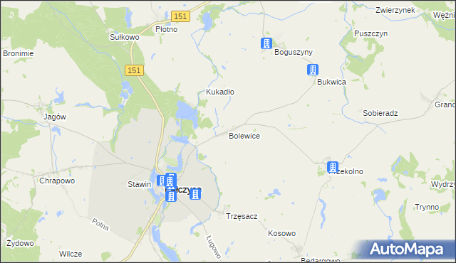 mapa Bolewice gmina Pełczyce, Bolewice gmina Pełczyce na mapie Targeo