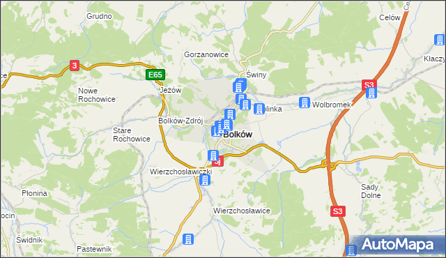 mapa Bolków powiat jaworski, Bolków powiat jaworski na mapie Targeo