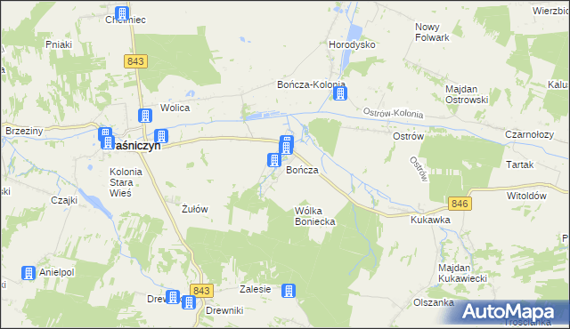 mapa Bończa gmina Kraśniczyn, Bończa gmina Kraśniczyn na mapie Targeo