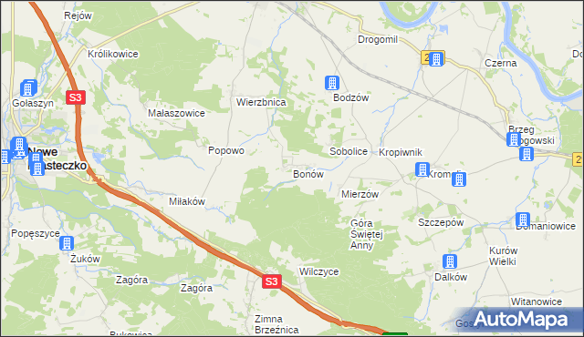 mapa Bonów gmina Bytom Odrzański, Bonów gmina Bytom Odrzański na mapie Targeo