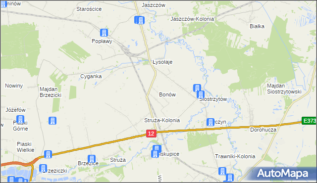 mapa Bonów gmina Trawniki, Bonów gmina Trawniki na mapie Targeo