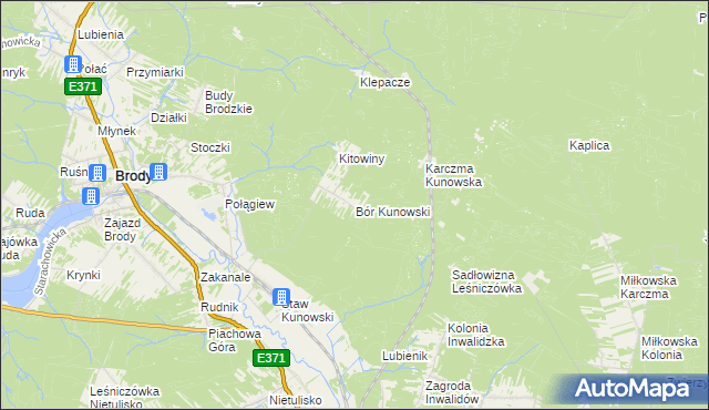 mapa Bór Kunowski, Bór Kunowski na mapie Targeo