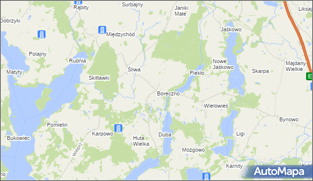 mapa Boreczno, Boreczno na mapie Targeo