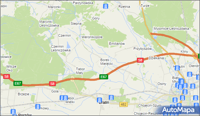 mapa Borek Mielęcki, Borek Mielęcki na mapie Targeo
