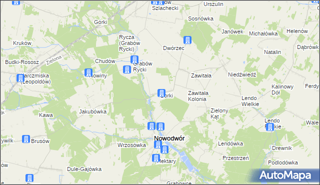 mapa Borki gmina Nowodwór, Borki gmina Nowodwór na mapie Targeo
