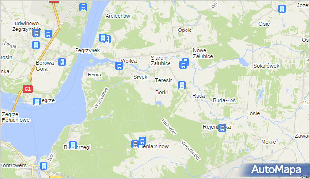 mapa Borki gmina Radzymin, Borki gmina Radzymin na mapie Targeo