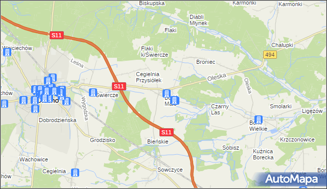 mapa Borki Małe gmina Olesno, Borki Małe gmina Olesno na mapie Targeo