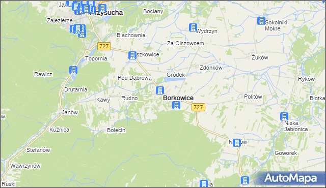 mapa Borkowice powiat przysuski, Borkowice powiat przysuski na mapie Targeo