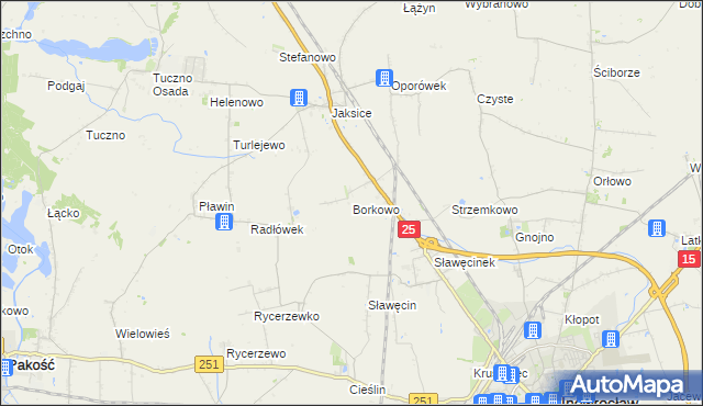 mapa Borkowo gmina Inowrocław, Borkowo gmina Inowrocław na mapie Targeo