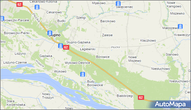 mapa Borowice gmina Bodzanów, Borowice gmina Bodzanów na mapie Targeo