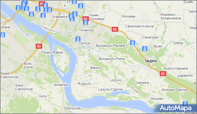 mapa Borowiczki-Pieńki, Borowiczki-Pieńki na mapie Targeo