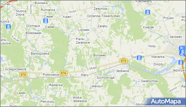 mapa Borowiec gmina Tarczyn, Borowiec gmina Tarczyn na mapie Targeo