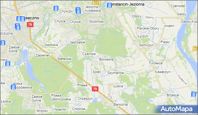 mapa Borowina gmina Konstancin-Jeziorna, Borowina gmina Konstancin-Jeziorna na mapie Targeo