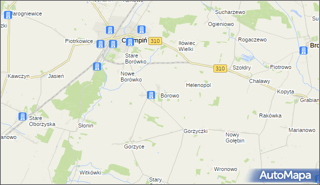 mapa Borowo gmina Czempiń, Borowo gmina Czempiń na mapie Targeo