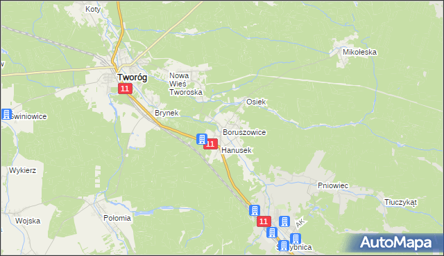 mapa Boruszowice, Boruszowice na mapie Targeo