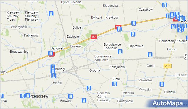 mapa Borysławice Zamkowe, Borysławice Zamkowe na mapie Targeo