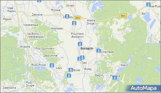 mapa Borzęcin powiat brzeski, Borzęcin powiat brzeski na mapie Targeo