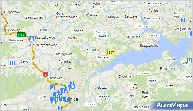 mapa Borzęta, Borzęta na mapie Targeo