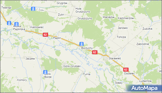 mapa Borzychy, Borzychy na mapie Targeo