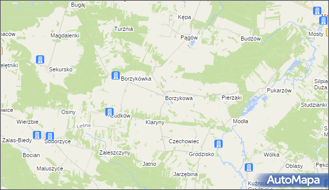 mapa Borzykowa gmina Żytno, Borzykowa gmina Żytno na mapie Targeo
