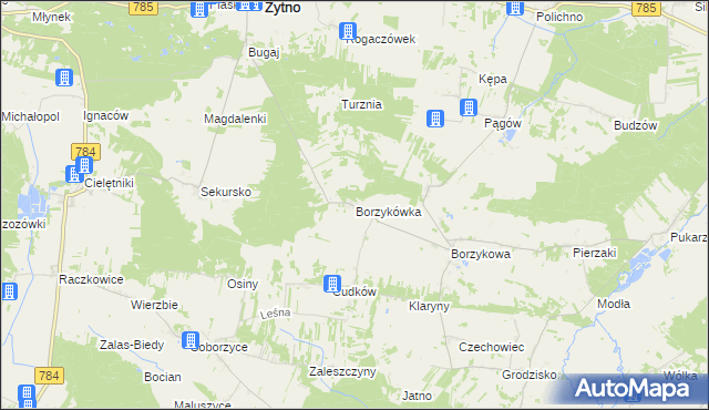 mapa Borzykówka, Borzykówka na mapie Targeo