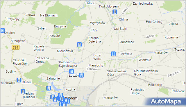 mapa Boża Wola gmina Wolbrom, Boża Wola gmina Wolbrom na mapie Targeo
