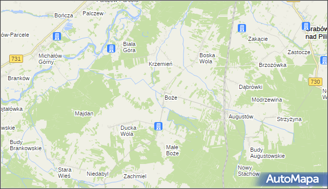 mapa Boże gmina Stromiec, Boże gmina Stromiec na mapie Targeo