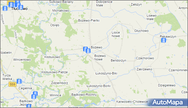 mapa Bożewo Nowe, Bożewo Nowe na mapie Targeo