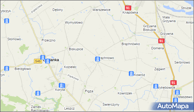 mapa Brąchnowo, Brąchnowo na mapie Targeo