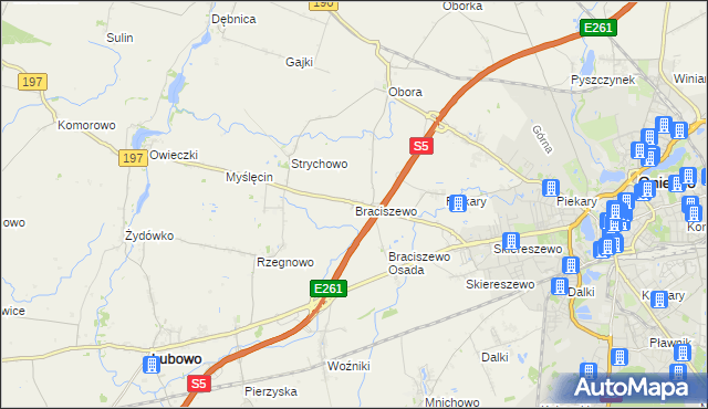 mapa Braciszewo, Braciszewo na mapie Targeo