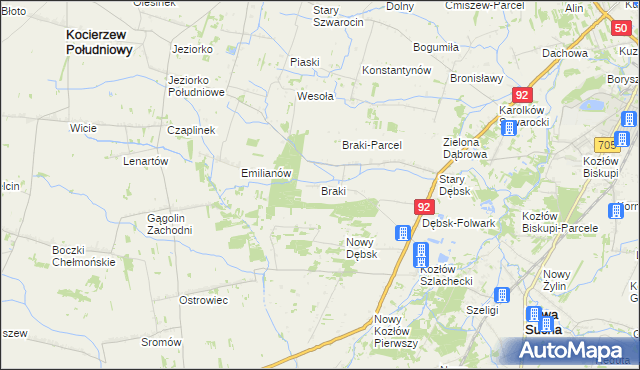 mapa Braki, Braki na mapie Targeo