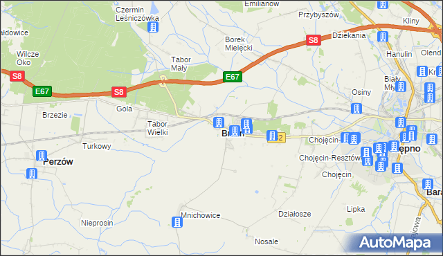mapa Bralin powiat kępiński, Bralin powiat kępiński na mapie Targeo