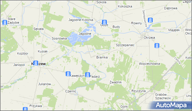 mapa Bramka gmina Kłoczew, Bramka gmina Kłoczew na mapie Targeo