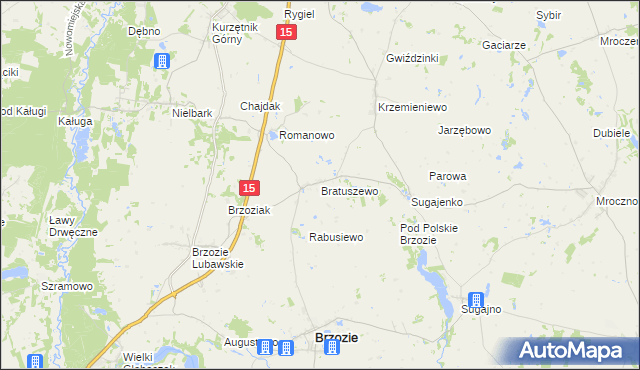 mapa Bratuszewo, Bratuszewo na mapie Targeo