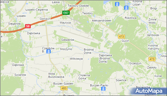 mapa Brodnia Dolna, Brodnia Dolna na mapie Targeo