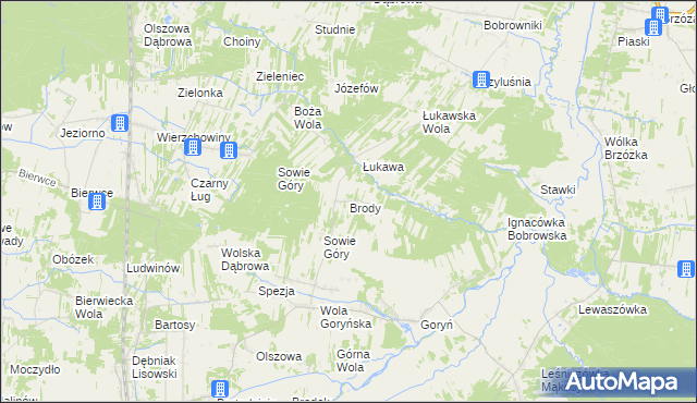 mapa Brody gmina Jastrzębia, Brody gmina Jastrzębia na mapie Targeo