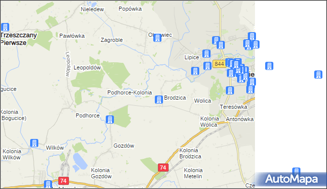 mapa Brodzica, Brodzica na mapie Targeo