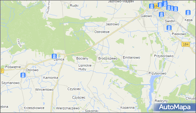 mapa Brodziszewo, Brodziszewo na mapie Targeo
