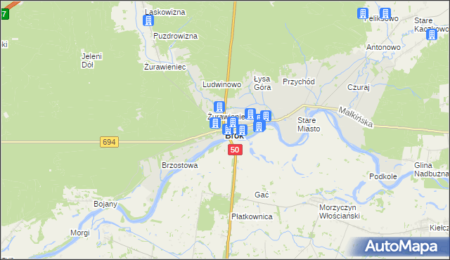 mapa Brok powiat ostrowski, Brok powiat ostrowski na mapie Targeo