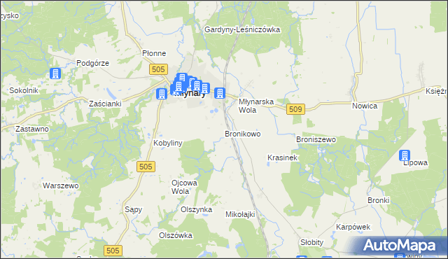 mapa Bronikowo gmina Młynary, Bronikowo gmina Młynary na mapie Targeo