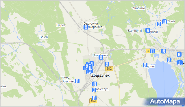 mapa Bronikowo gmina Zbąszynek, Bronikowo gmina Zbąszynek na mapie Targeo